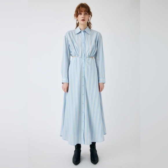 MOUSSY PENELOPE STRIPED BUTTON UP DRESS maxi‎ SIZE Small - Picture 10 of 16